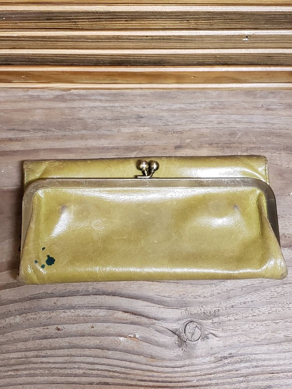 Vintage Hobo Rachel Continental Trifold Leather Clutch Wallet Green